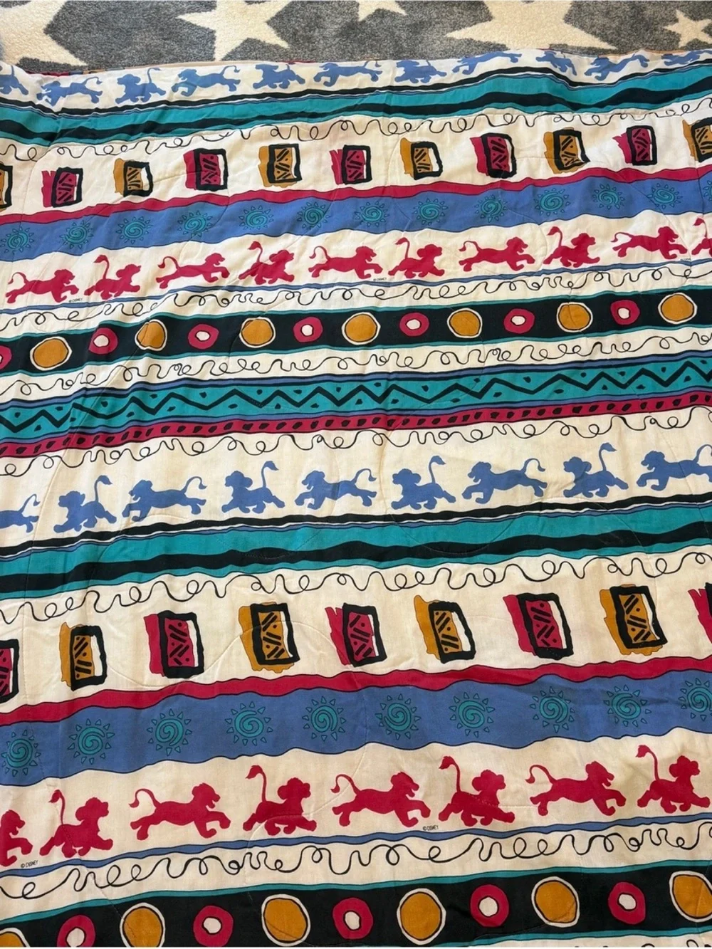 Vintage 90’s Disney Lion King Kids Comforter - Bright Magenta & Teal Characters